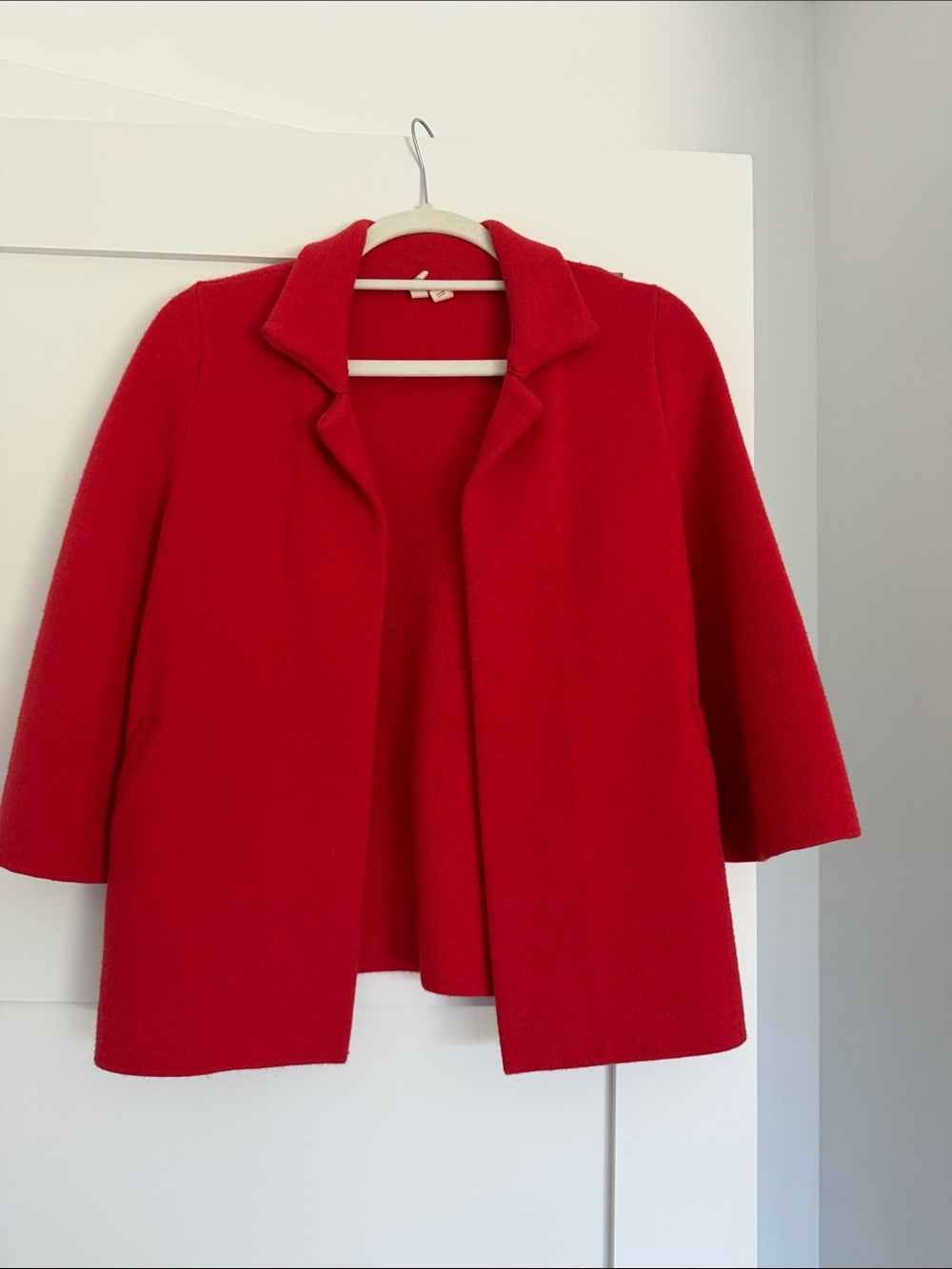 Anthropologie Red Cropped Wool Coat